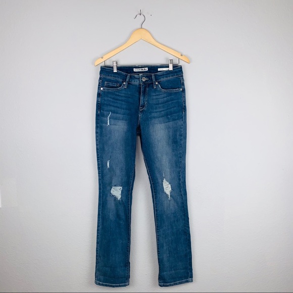 Code Bleu Denim - Code Bleu Women’s Straight Distressed Denim Jeans